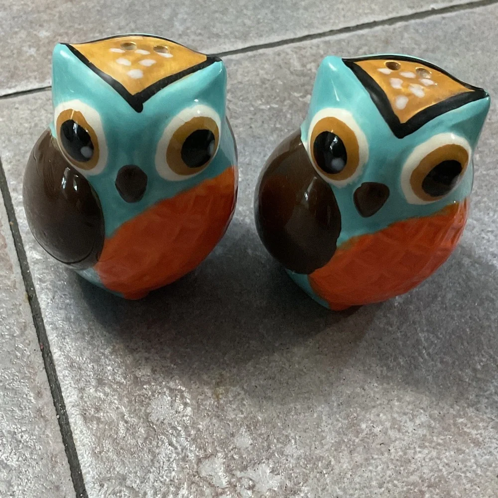 Colorful Owl Salt and Pepper Shakers